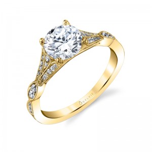 Round Cut Unique Vintage Engagement Ring - Renee