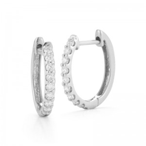 14k White Gold Diamond Pave Huggies By PD Collection