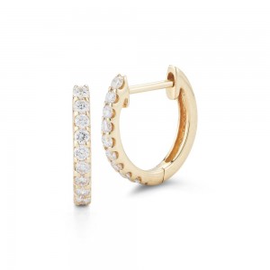 14k Yellow Gold Diamond Huggie Earrings By PD Collection