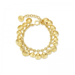 18K Yellow Gold Shell Charm Bracelet