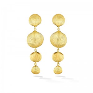 18K Yellow Gold Shell Drop Earrings