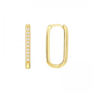 14K Yellow Gold Diamond Channel Hoop Earrings BY PD Collection