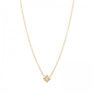 14k Diamond Tiny Bead Starburst Necklace By Zoe Chicco
