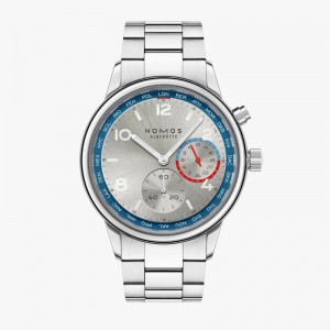 NOMOS Glashütte Club Sport Neomatik Worldtimer Silver Watch