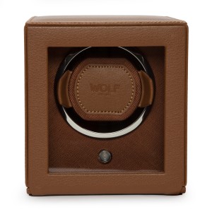 SINGLE CUB WINDER WITH COVER IN COGNAC BY WOLF