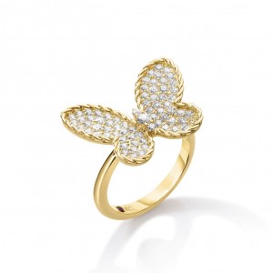18K Yellow Gold Jasmine Pave Butterfly Ring