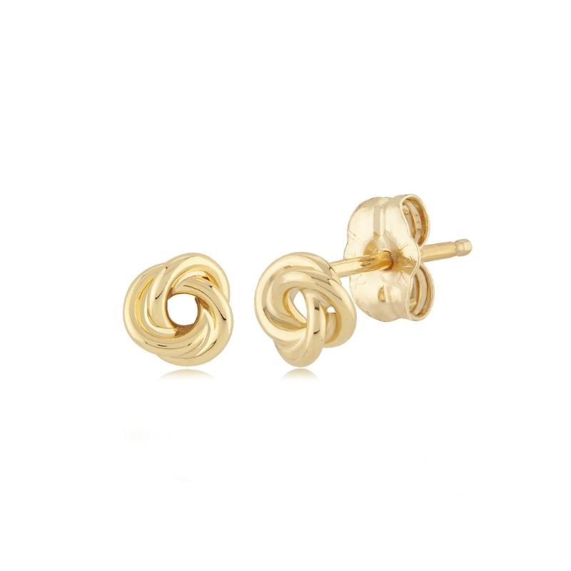 14K Yellow Gold Love Knot Stud Earrings