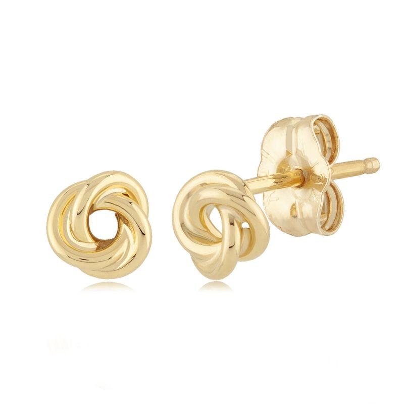 14K Yellow Gold Love Knot Stud Earrings