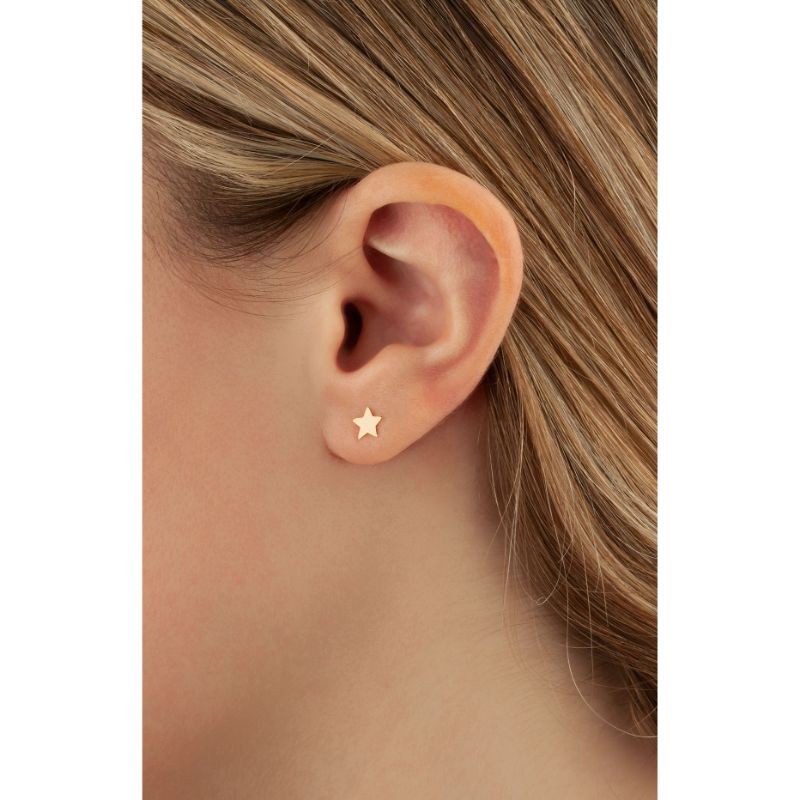14K Yellow Gold Star Stud Earrings