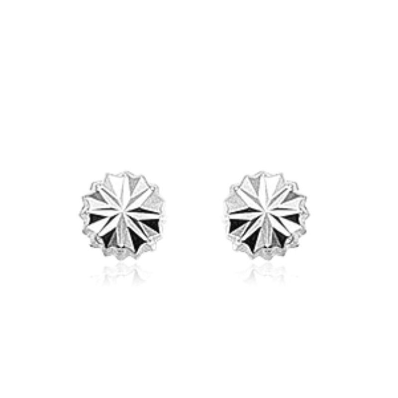 14K Fancy Cut Button Stud Earrings