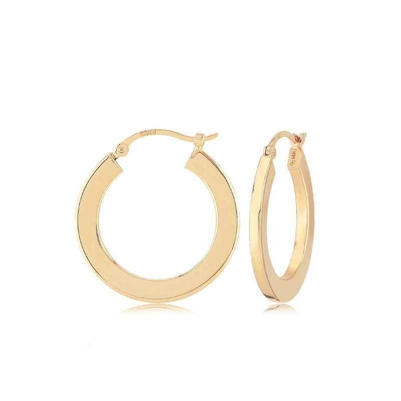 14K Yellow Gold 20Mm Flat Hoop Earrings