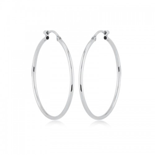 14K White Gold Large Tube Hoop Earrings