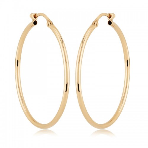 14K Yellow Gold Tube Hoop Earrings BY PD Collection