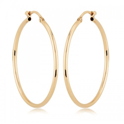 14K Yellow Gold Tube Hoop Earrings