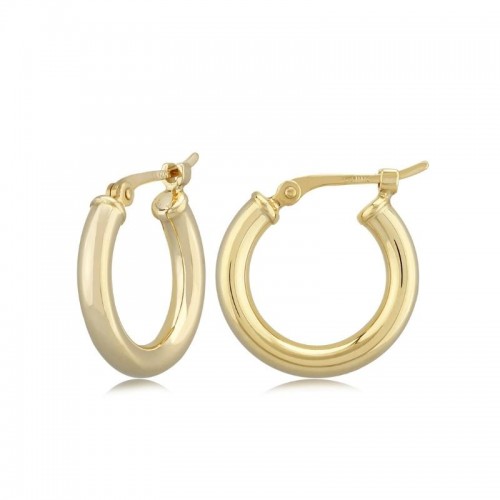 14K Yellow Gold 2.5Mm Small Tube Hoop Earrings 15Mm Diameter By PD Collection