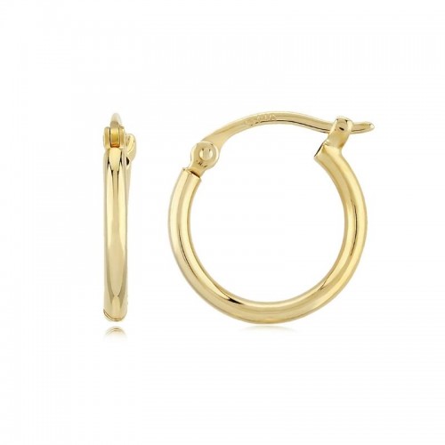 14K Yellow Gold Small Tube Hoop Earrings By PD Collection