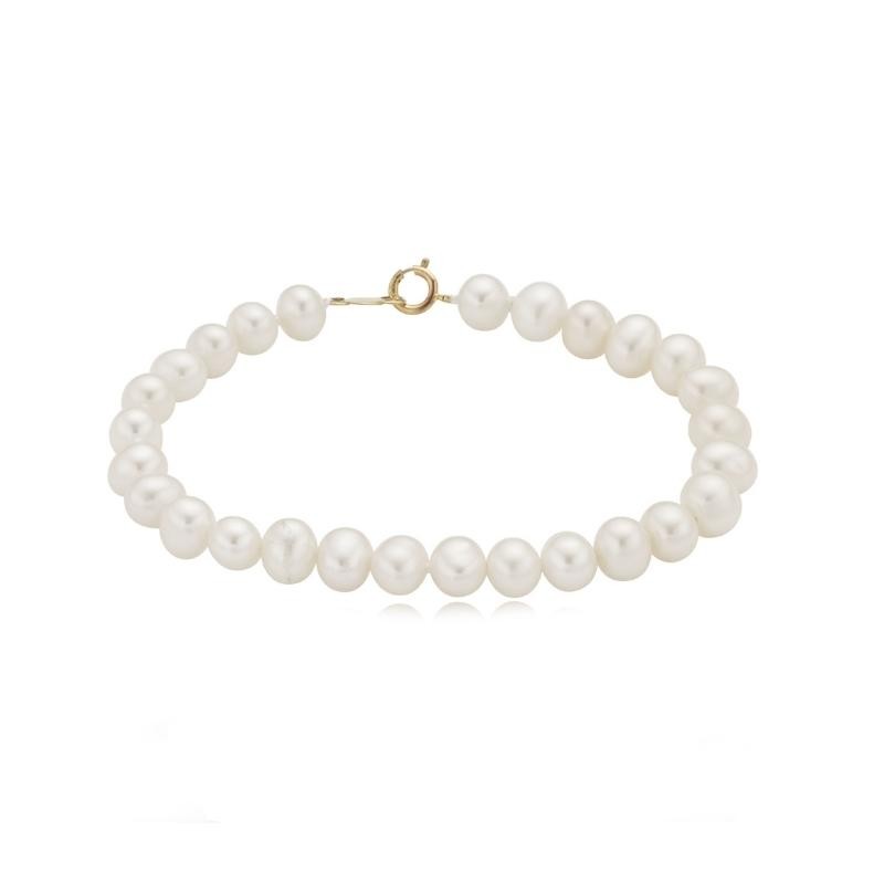 14K Yellow Gold Fresh Water Pearl Kids Bracelet