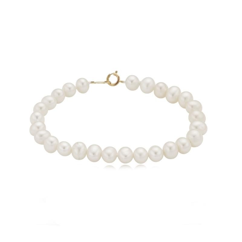 14K Yellow Gold Fresh Water Pearl Bracelet By PD Collection