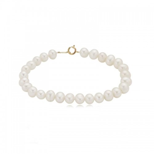 14K Yellow Gold Fresh Water Pearl Bracelet By PD Collection