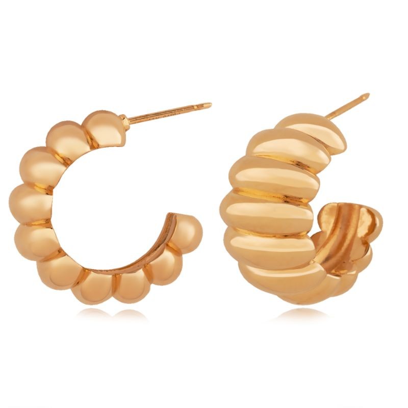 14K Wide Shrimp Hoop Post Earrings