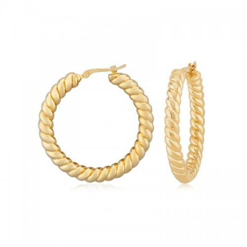 14K Yellow Gold 3.8Mm Twisted Hoop Earrings 23Mm Diameter