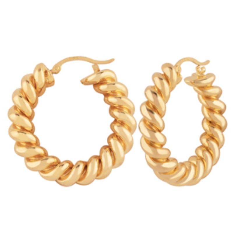 14K Medium Spiral Twist Hoop Earrings