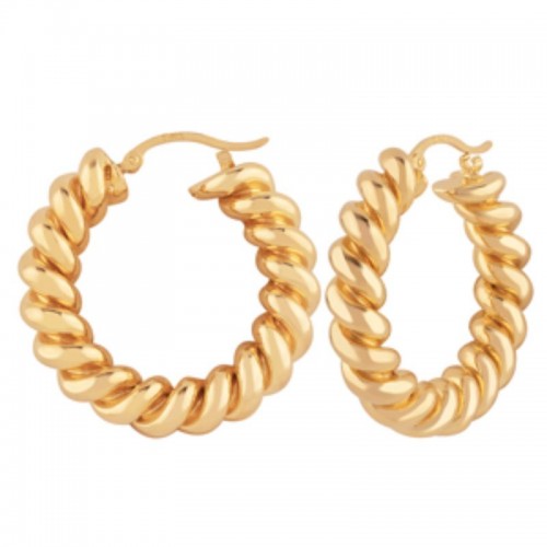 14K Medium Spiral Twist Hoop Earrings By PD Collection