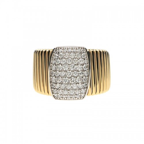 18K Yellow And White Gold Wide Band Ring