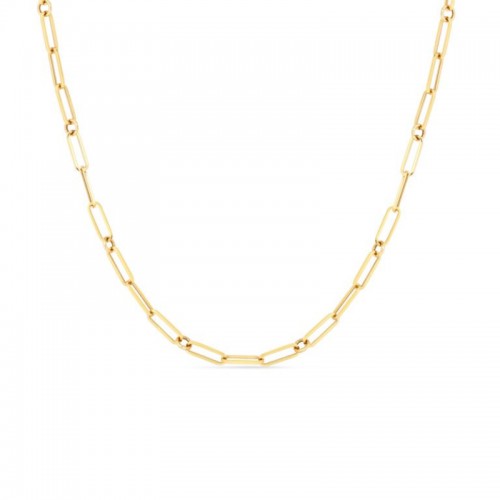 18K Yellow Gold Paperclip And Round Link Chain Necklace By Roberto Coin