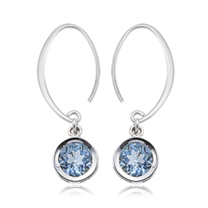 Sterling Silver Blue Topaz Mini Drop Earrings