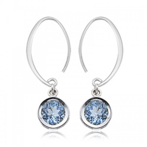 Sterling Silver Blue Topaz Mini Drop Earrings