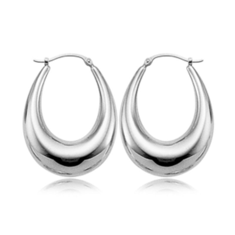 Sterling Silver Polished Oval Hoop Earrings BY PD Collection