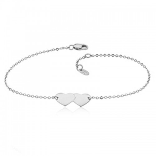 Sterling Silver Double Heart Bracelet BY PD Collection