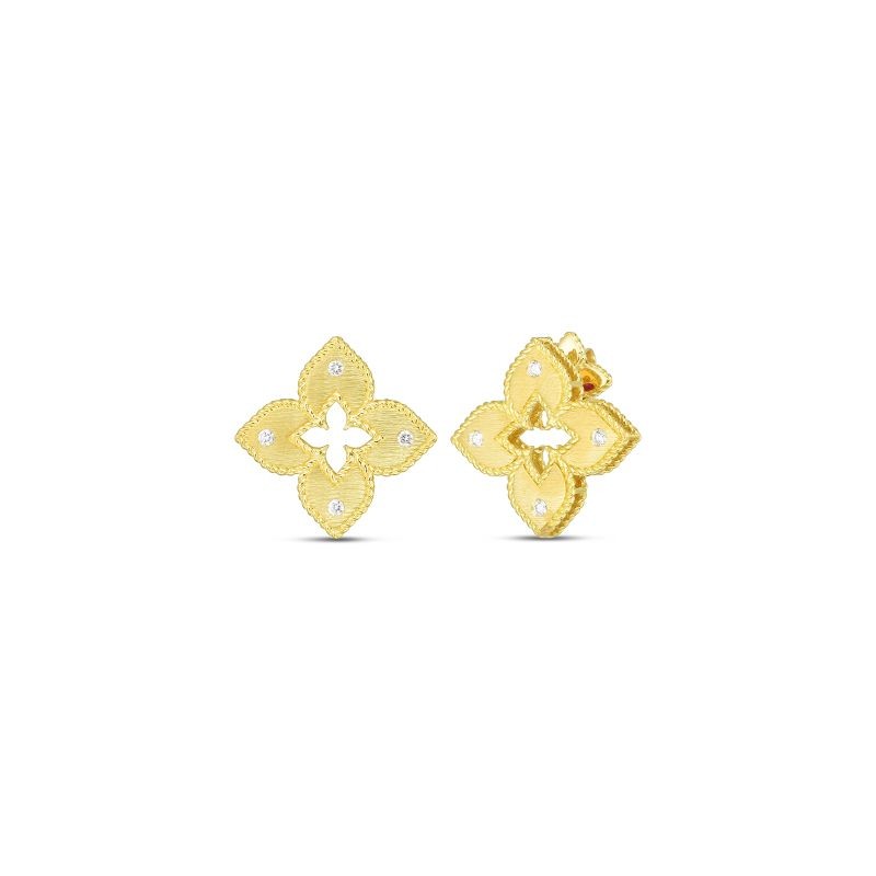 18K Diamond Petite Flower Earrings By Roberto Coin
