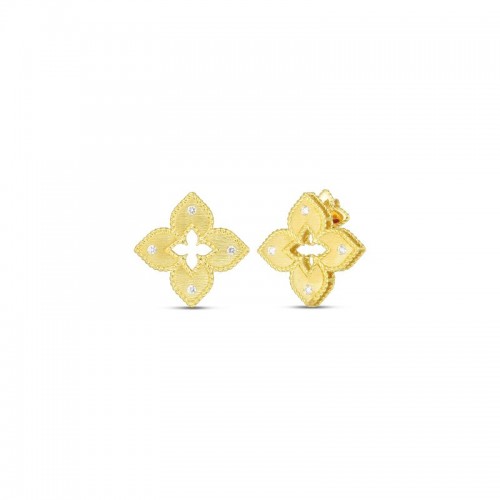 18K Diamond Petite Flower Earrings By Roberto Coin