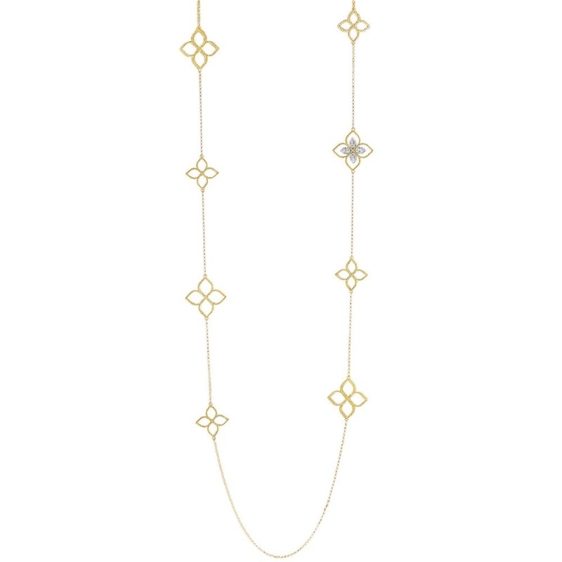 18K White And Yellow Gold Princess Flower Necaklce
