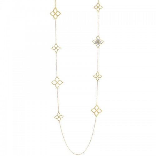 18K White And Yellow Gold Princess Flower Necaklce