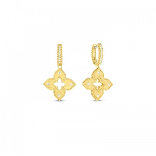 18K Diamond Petite Flower Drop Earrings By Roberto Coin