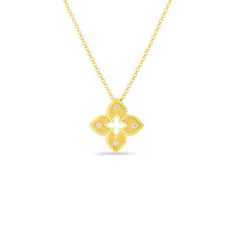 18K Diamond Petite Flower Necklace By Roberto Coin