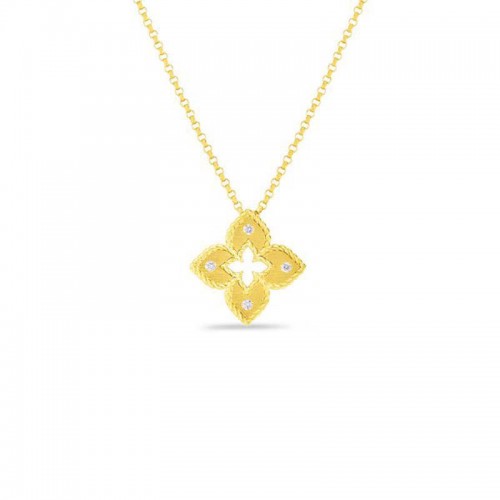 18K Diamond Petite Flower Necklace By Roberto Coin
