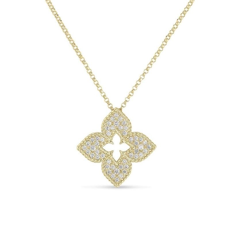 18K Diamond Flower Pendant By Roberto Coin