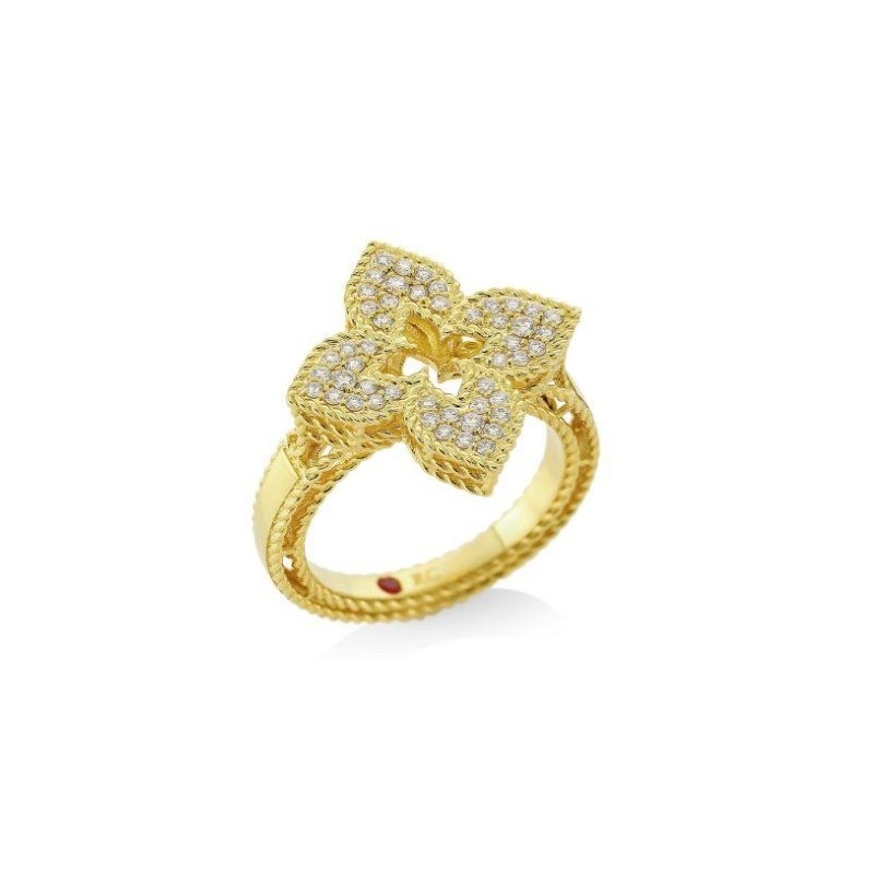 18K Diamond Pave Flower Ring By Roberto Coin