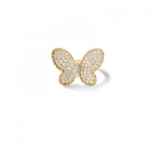 18K Yellow Gold Jasmine Pave Butterfly Ring