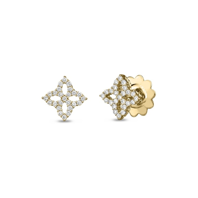 18k Diamond Small Princess Flower Stud Earrings