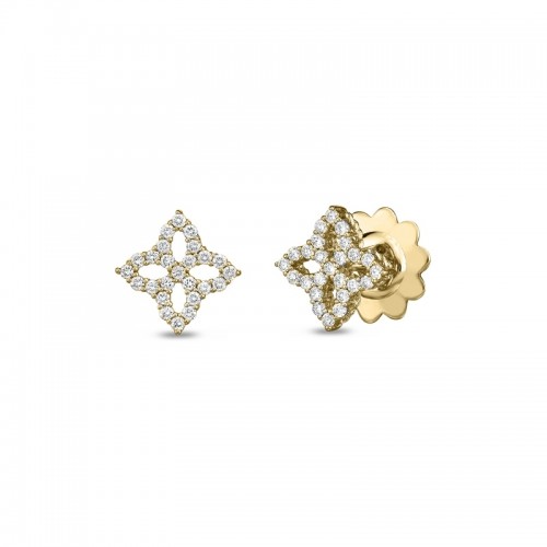 18k Diamond Small Princess Flower Stud Earrings