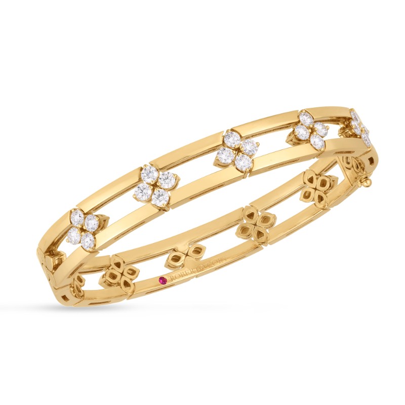 18K Yellow Gold Love In Verona Diamond Open Frame Bangle By Roberto Coin