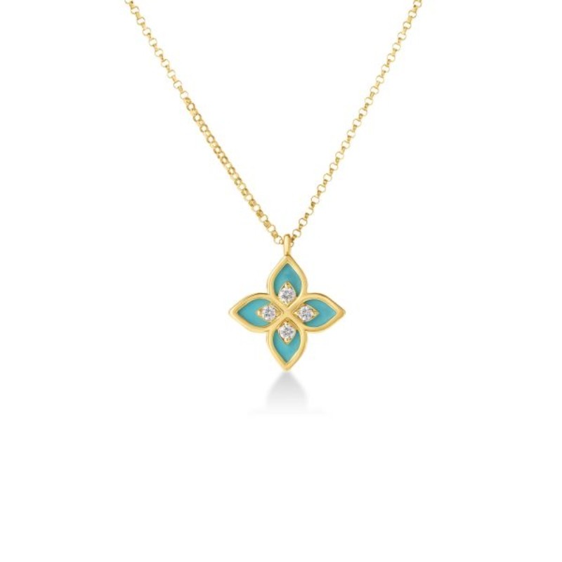 18K Yellow Gold Tiny Venetian Princess Flower Necklace
