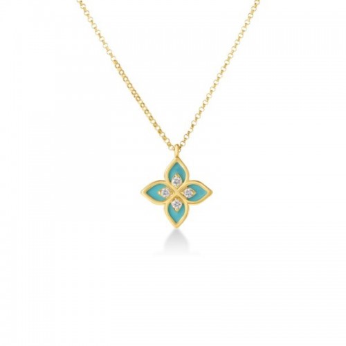18K Yellow Gold Tiny Venetian Princess Flower Necklace