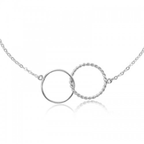 Sterling Silver Double Twist Interlocking Link Necklace By PD Collection
