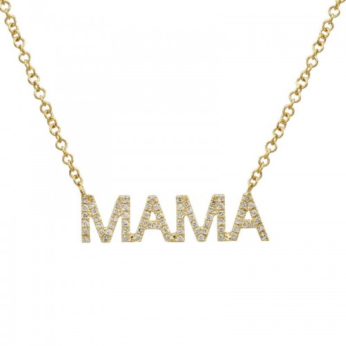 14k Diamond MAMA Necklace